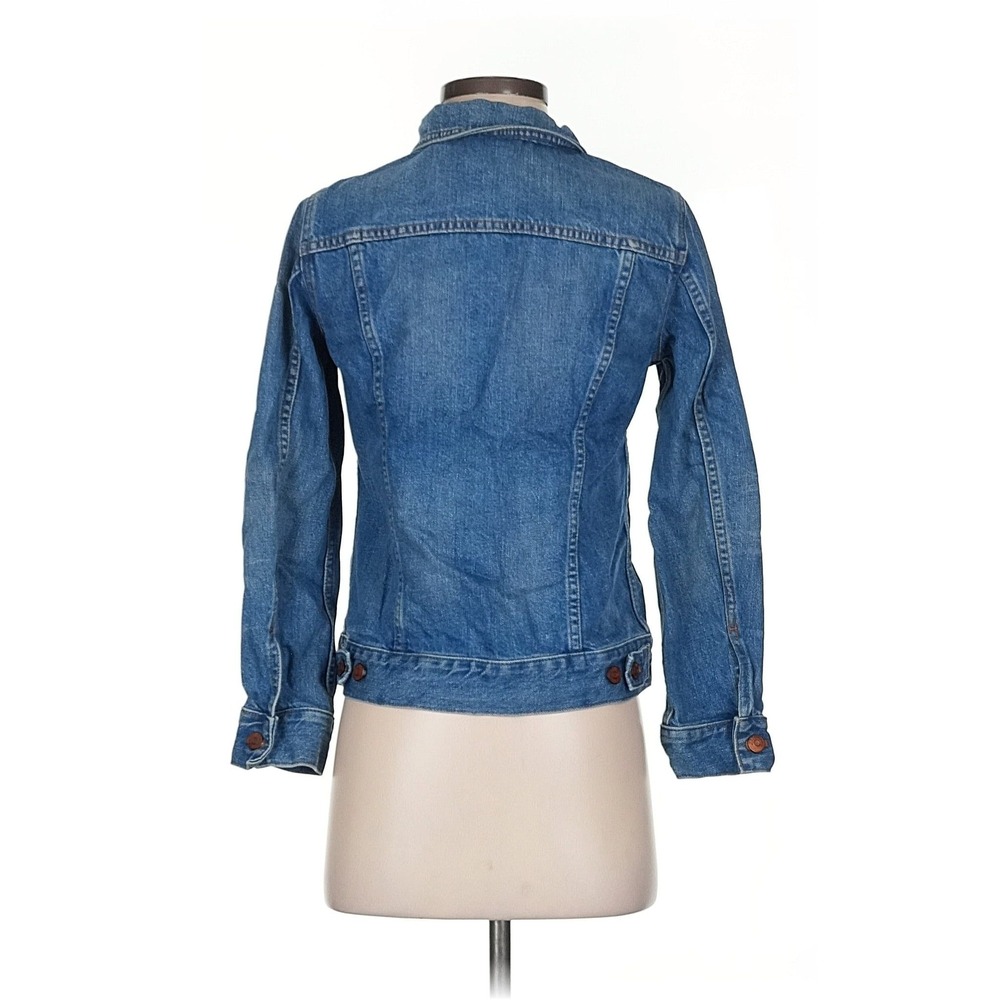 Madewell Jean Jacket Blue Denim Medium Wash Classic Button Up Trucker Coat Small - Picture 3 of 14